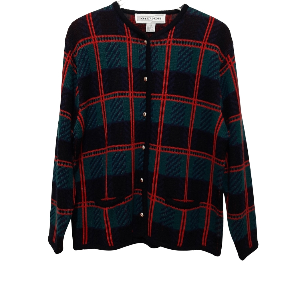 Preppy Academia Y2k Plaid Cardigan Size Large